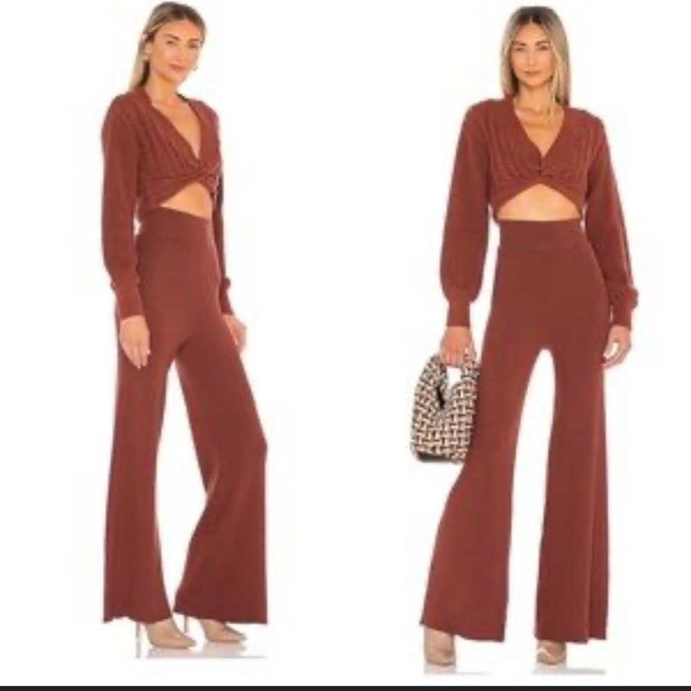 Free People Emilie Sweater Set in
Cherry Cola NWT $168 casual revolve fall knit